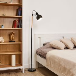 UML-T702 E14 BLACK Торшер напольный под лампу Е14. 60W. с регулировкой наклона. Механический выключатель. Черный. ТМ Uniel