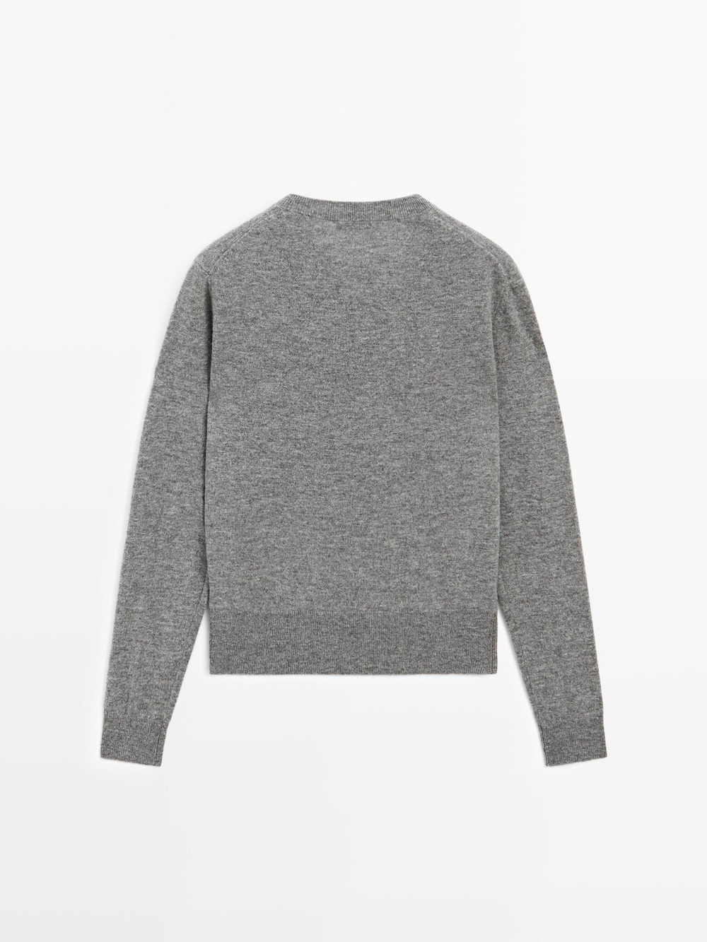 Massimo Dutti Свитер из смесовой шерсти с V-образным вырезом, серый меланж