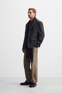 ZARA ФЛАНЕЛЕВЫЙ БЛЕЙЗЕР, КОРИЧНЕВЫЙ