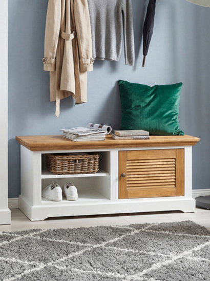 Обувница в прихожую Асти, с сиденьем из МДФ и натурального дуба
