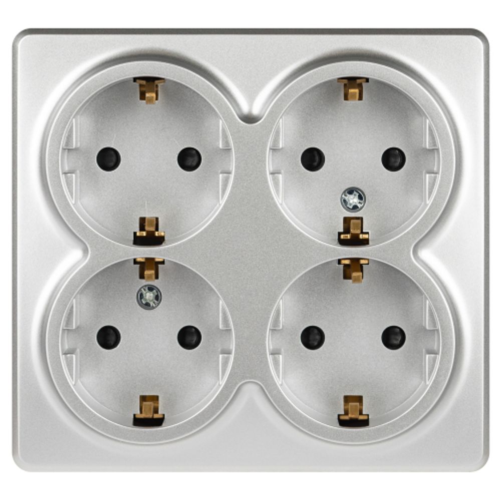 Розетка ЭРА Эксперт 11-2211-03 четверная с заземлением 4х2P+E Schuko со шторками IP20 16A-250В ОУ алюминий | 