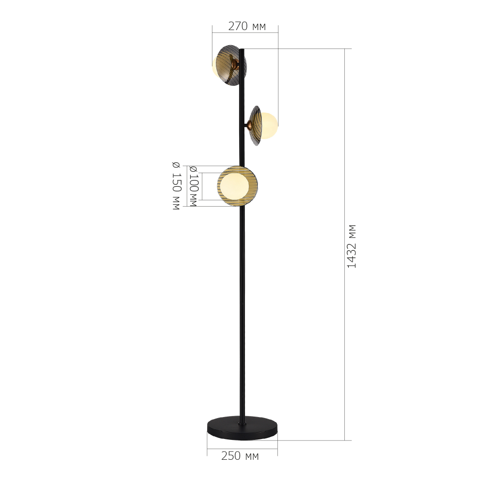 SL1521.405.03 Светильник напольный ST-Luce Черный/Дымчатый, Белый G9 3*5W 4000K NOON