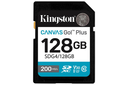 Карта памяти Kingston SDXC Canvas Go Plus Class 10 UHS-I U3 V30 (200/160MB/s) 128GB