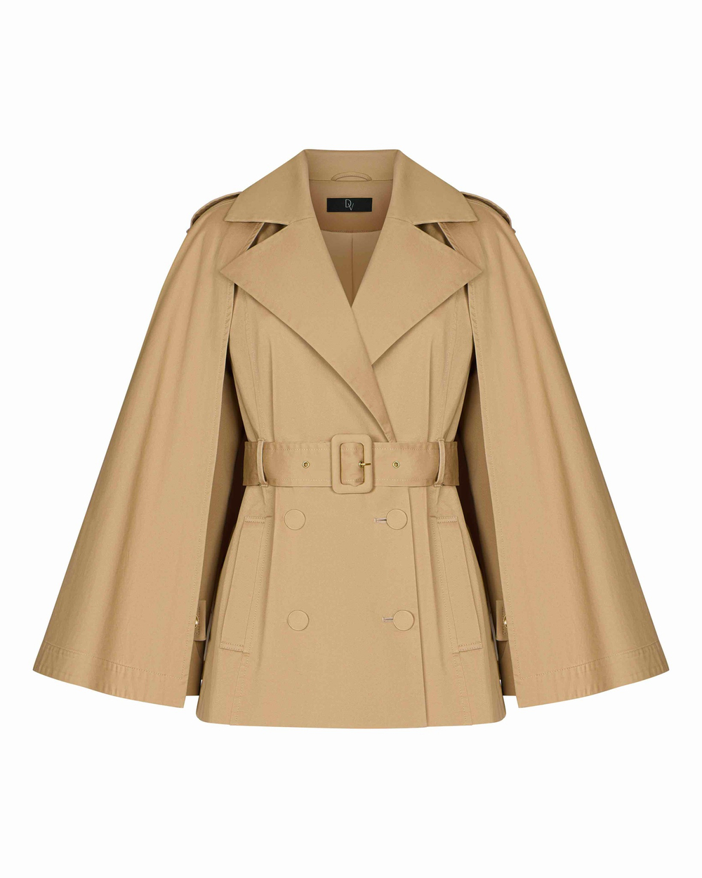 Тренч мини с кейпом из плащевки