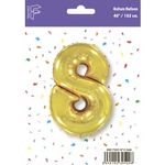 Шар (40"/102 см) Цифра, 8, Золото, 1 шт. в упак.
