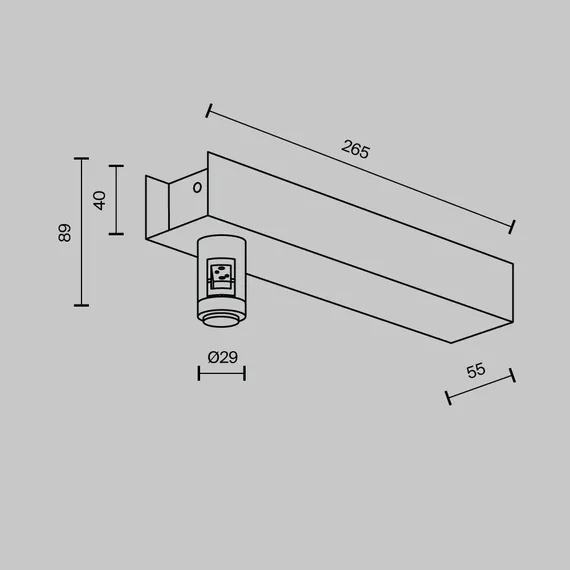 Основание настенное Wall для блока питания с вводом питания Flarity черный Technical tra155cw-bb-b