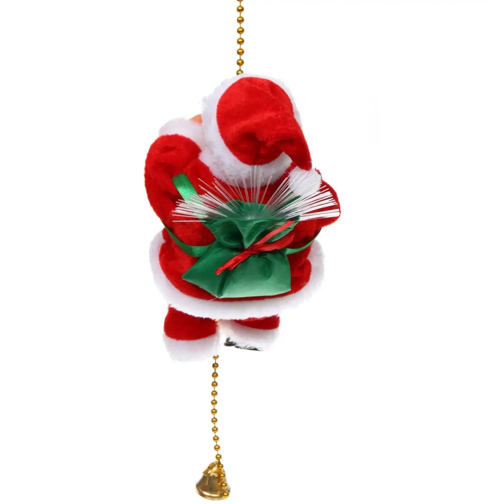 Дед Мороз на канате в красной шубке (работает от 3*АА - в комплект не входят)