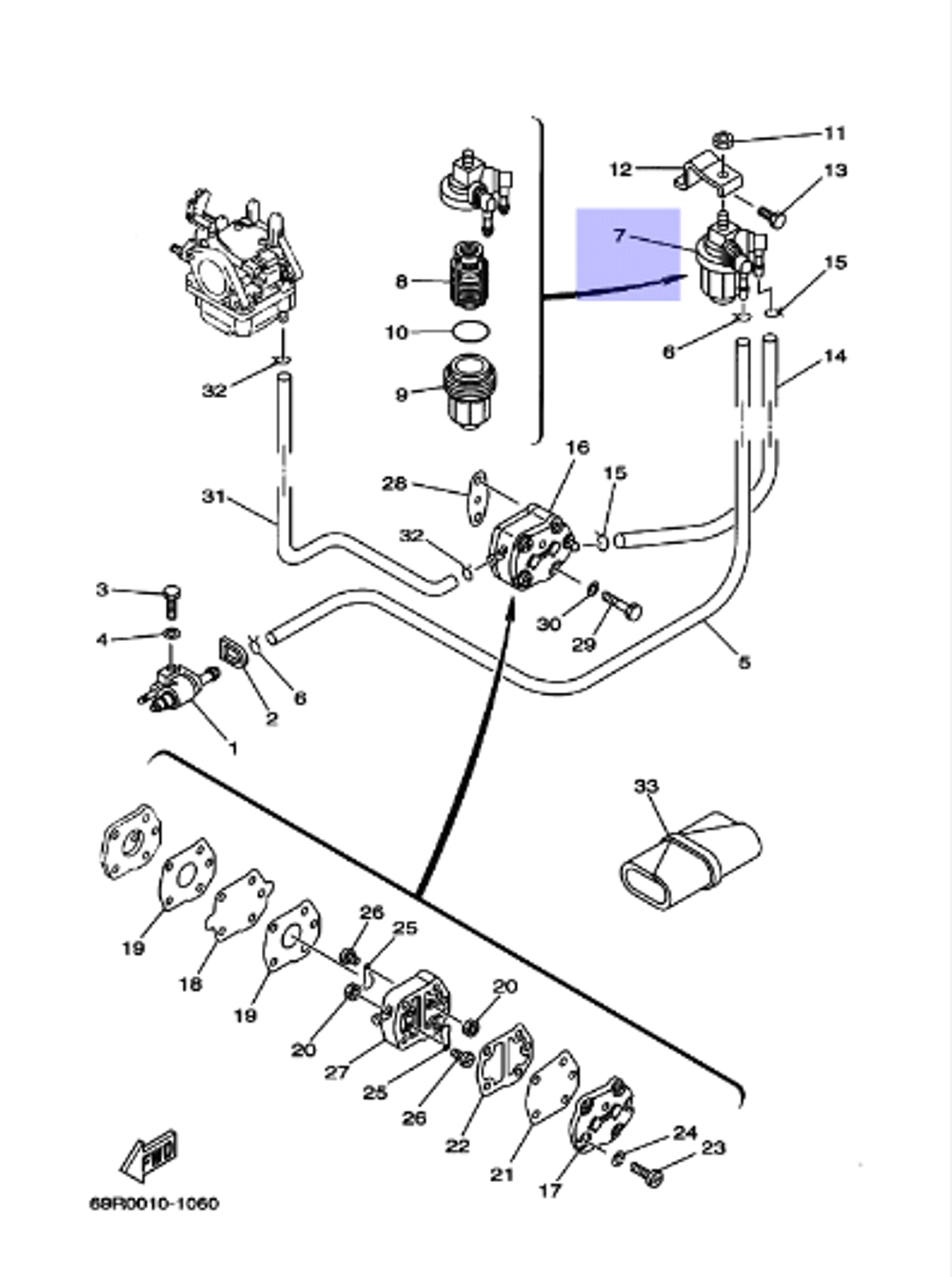 Фильтр топливный Yamaha 61N245601000 для F9.9/F15/F20/F25