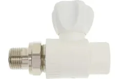 Кран шаровый TEBO сварка сгон НР 25*3/4 прямой белый 35282