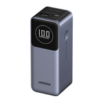 Внешний аккумулятор Ugreen Nexode (12000 мА·ч) (PB724) Проводная зарядка: USB-C, USB-A. Беспроводная зарядка: нет. Есть дисплей, поддержка PD 3.0, QC 3.0, PPS, AFC, SCP и FCP. Энергоёмкость — 44,4 Вт·ч. Максимальная выходная мощность — 100 Вт