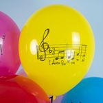 Шар (12''/30 см) С Днем Рождения! (нотки), Ассорти, пастель, 5 ст, 25 шт.