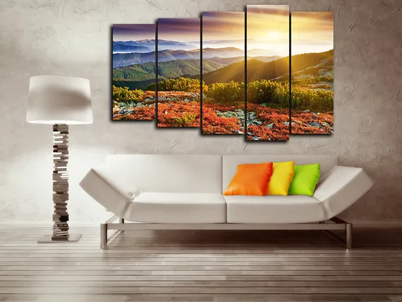 Модульная картина "Закат в горах"