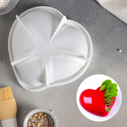 Форма для выпечки и муссовых десертов «Сердце малое», 17,5×4,7 см, цвет белый