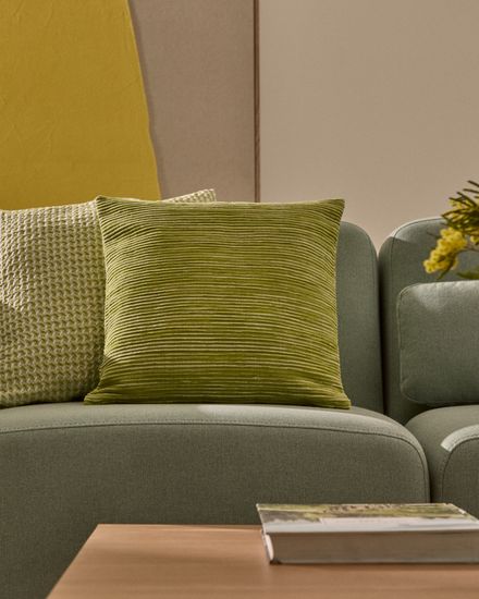 Чехол для подушки из жаккардовой ткани в зеленую полоску 45 x 45 см