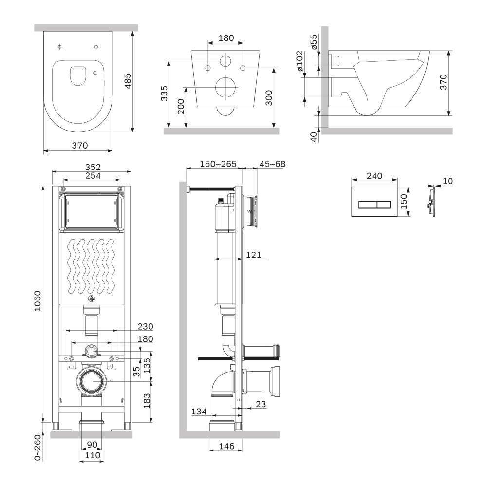Инсталляция с подвесным унитазом Aquaspin с сиденьем микролифт и клавишей AM.PM Like IS110301.801900