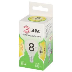 Лампочка светодиодная ЭРА GREEN LINE LED P45-8W-830-E14 GL E14 8 Вт шар теплый свет