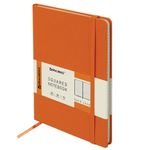 Блокнот в клетку с резинкой А5 (148x218 мм), 80 л., балакрон оранжевый BRAUBERG "Metropolis", 111584