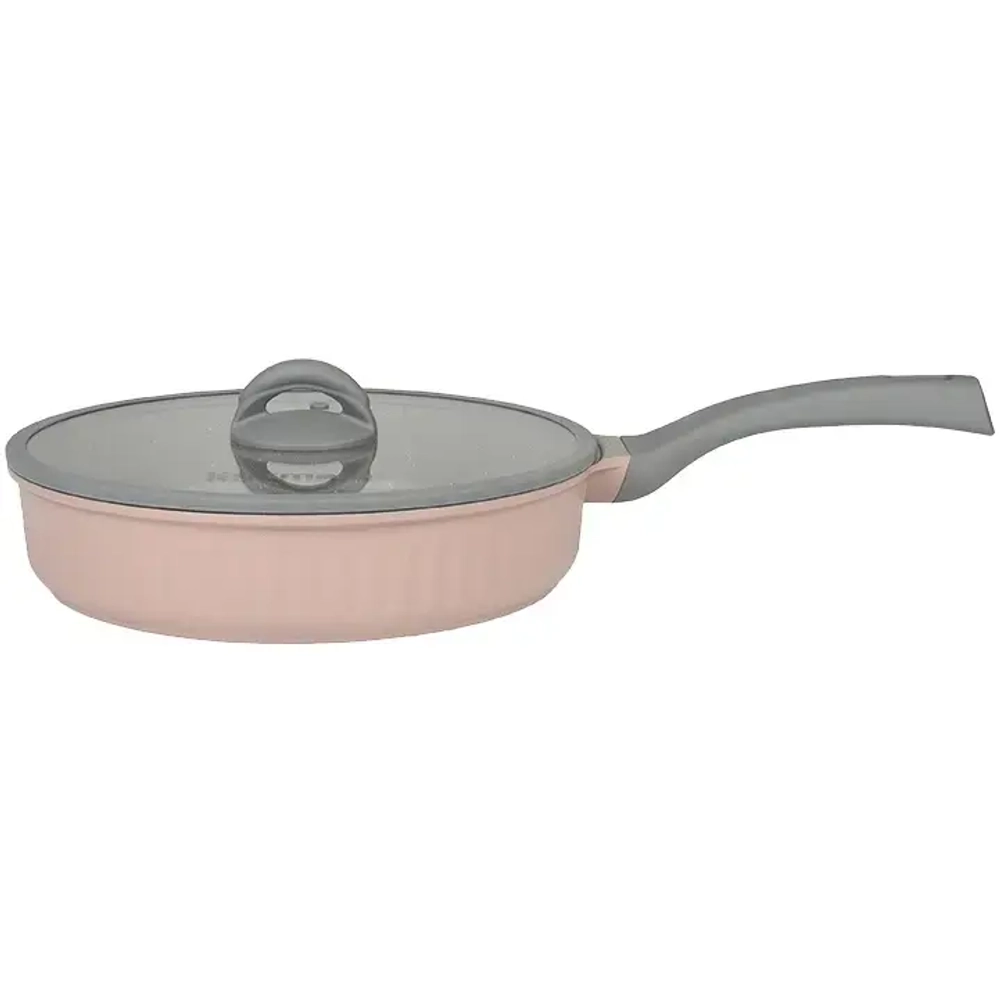 Сковорода 28*6,5см с ручкой и стекл. крышкой «Stella» (cappuccino) сск281а