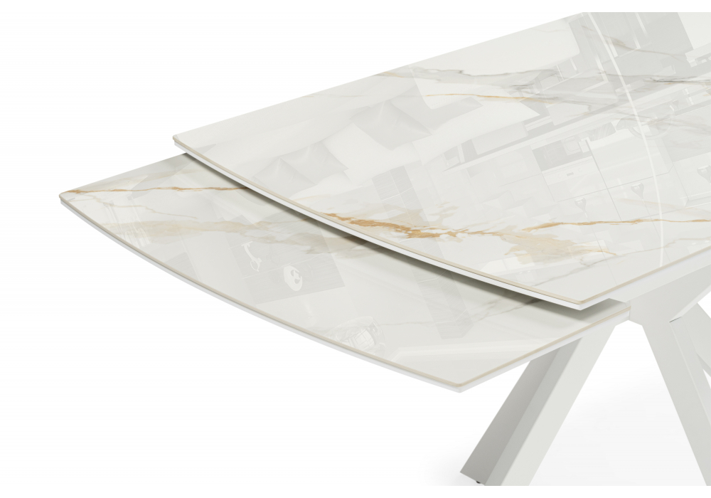 Керамический стол Woodville Катчел-2 120(180)x80 calacatta gold, белый