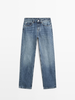 Massimo Dutti Джинсы прямого кроя со средней посадкой, средне-синий