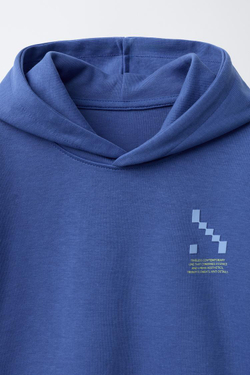 ZARA СПОРТИВНАЯ ТОЛСТОВКА В СТИЛЕ COLOR BLOCK, СВЕТЛО-СИНИЙ