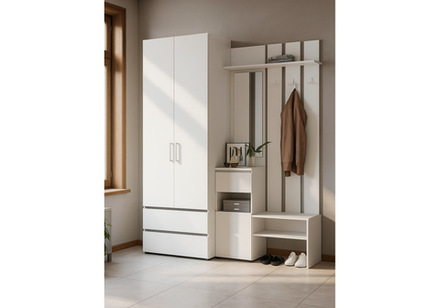 Прихожая Woodville Валенсия  1 белый текстурный
