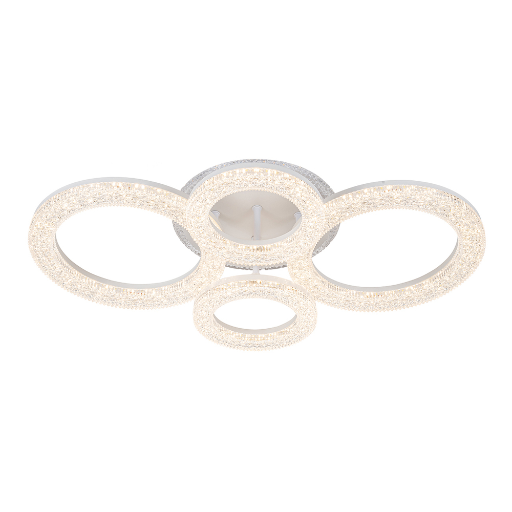 Потолочный светодиодный светильник 126Вт, 8342Лм, 3000-6500К, Ra>80,  плавная регулировка мощности, изменение цветовой температуры, ночник,  металл/акрил, белый