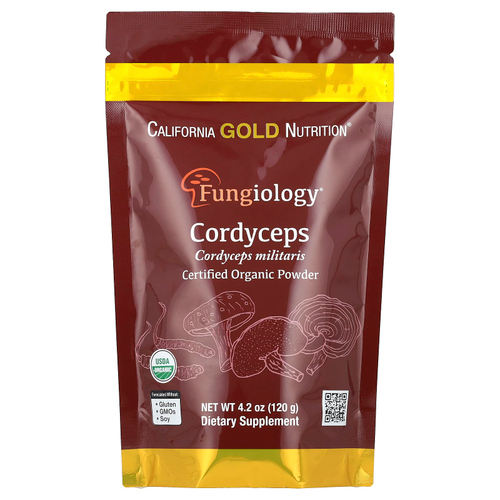 California Gold Nutrition, Fungiology®, порошок из сертифицированного органического кордицепса военного, 120 г (4,2 унции)