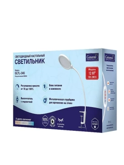 Светильник настольный GLTL-046 белый 12 Вт струбцина General