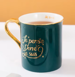 Керамическая кружка MR2-1, белый/зеленый/черный с золотом, 280 мл