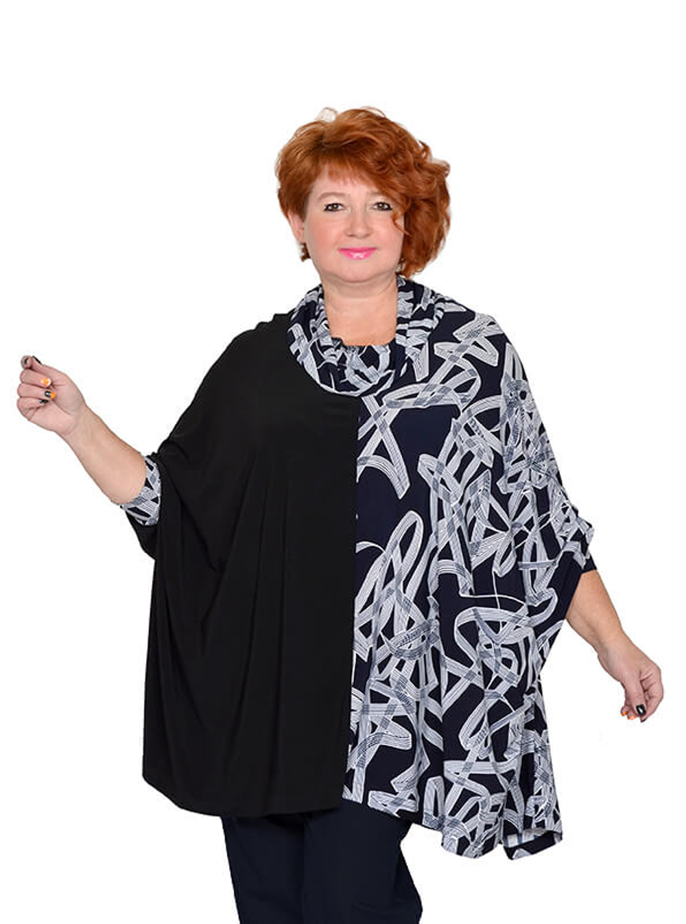 Свободная туника комбинированная Рона