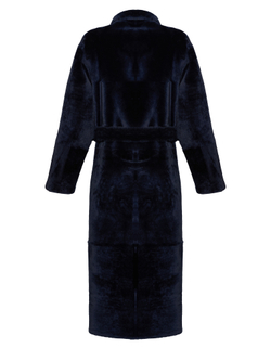 Синяя двусторонняя дубленка из овчины