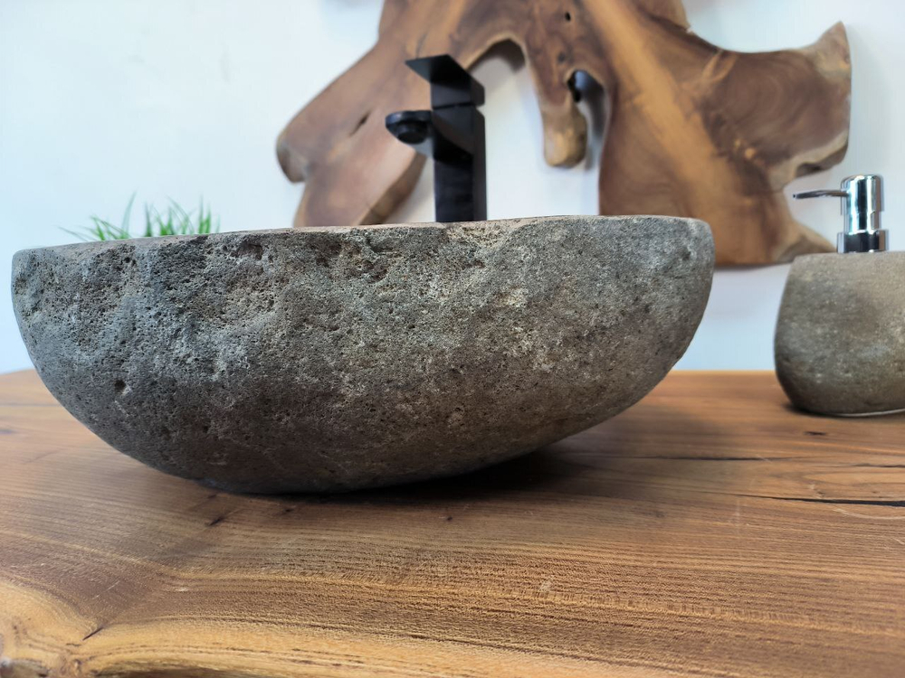 Раковина из речного камня RS-65781 43х37х14 из натурального камня