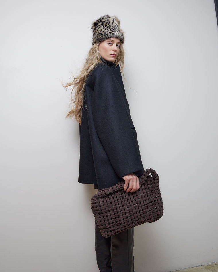 Пальто с асимметричным низом из шерсти Гуччи черный