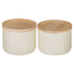 НАБОР БАНОК AGNESS ДЛЯ СЫПУЧИХ, 11Х16 СМ, ШТАБЕЛИРУЕМЫЕ, ЦВЕТ: IVORY