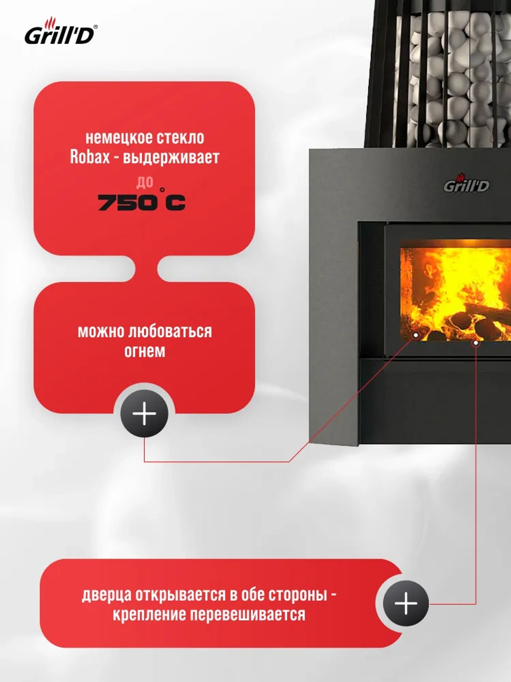 Печь для бани Grill'D Cometa 180 Vega Window с закрытой каменкой