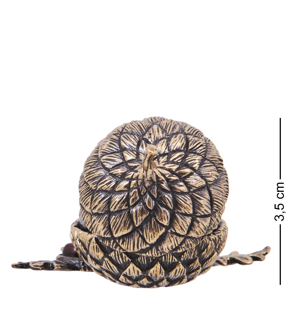 AM-4166 Шкатулка «Белочка в желуде» (латунь, янтарь)