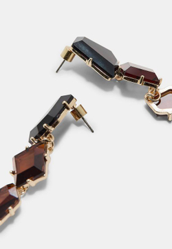 STRADIVARIUS Серьги-подвески со стразами, серый