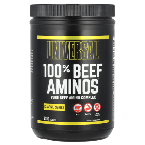 Universal U, Classic Series, 100% Beef Aminos, аминокислоты из говядины, 200 таблеток
