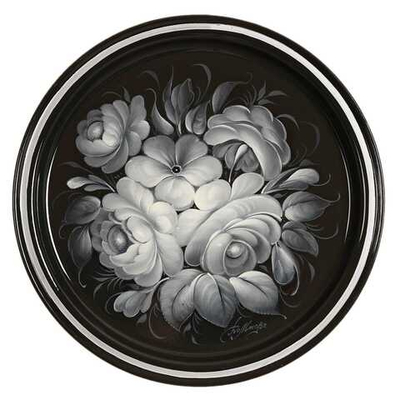 Жостовский поднос декоративный, размер 22 см (A5), металлический