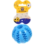 Игрушка - мячик для собак средних и крупных пород «ЗУБОЧИСТКА», цвет голубой, d-7см (лейбл)