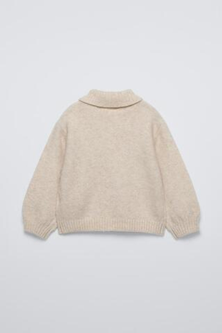 ZARA СВИТЕР С ВЫСОКИМ ВОРОТНИКОМ, СВЕТЛО-БЕЖЕВЫЙ