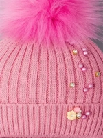 Шапка зимняя вязаная с помпоном для девочки