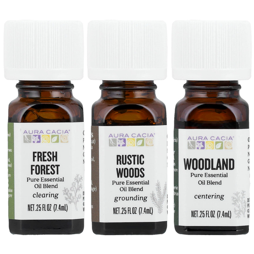 Aura Cacia, A Way In The Woods, набор чистых эфирных масел, 3 флакона по 7,4 мл (0,25 жидк. унции)