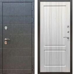 Входная металлическая дверь с зеркалом ReX (РЕКС) 21 Штукатурка графит / ФЛ-117 Сандал белый