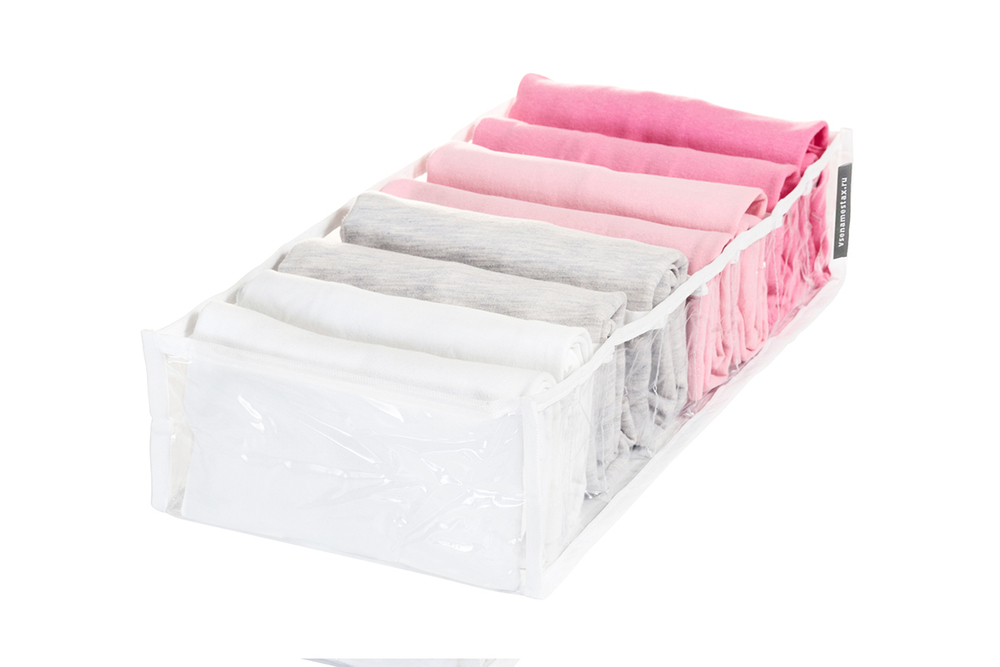 Органайзер прозрачный 40х20х10 см, 8 ячеек, Белый