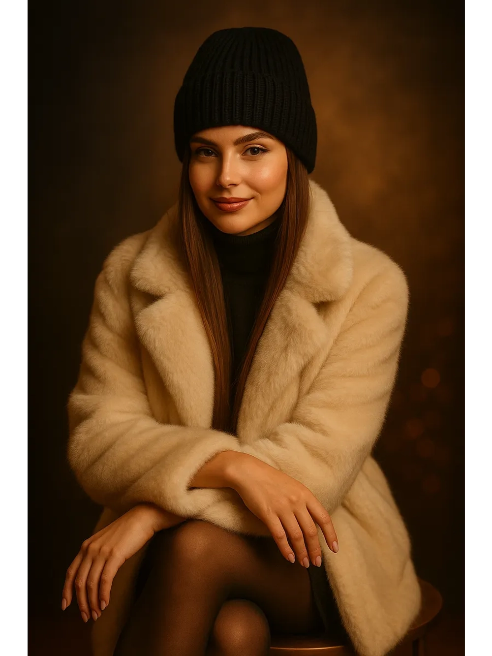 Шапка осенняя вязаная бини для прогулок и спорта