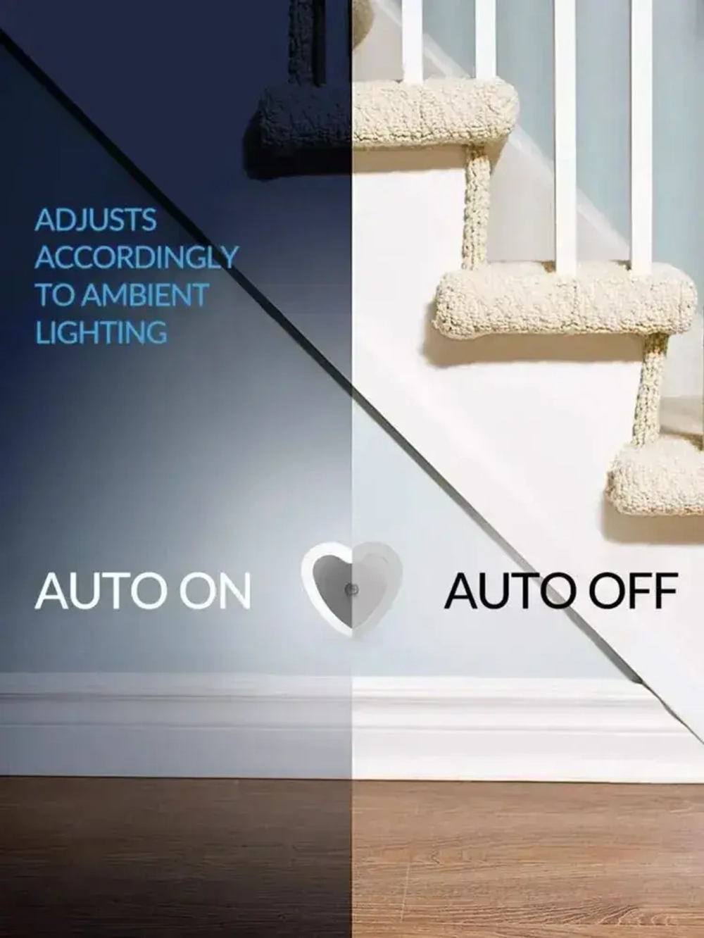 Светодиодный ночник с датчиком света LED, оранжевый с включением от розетки