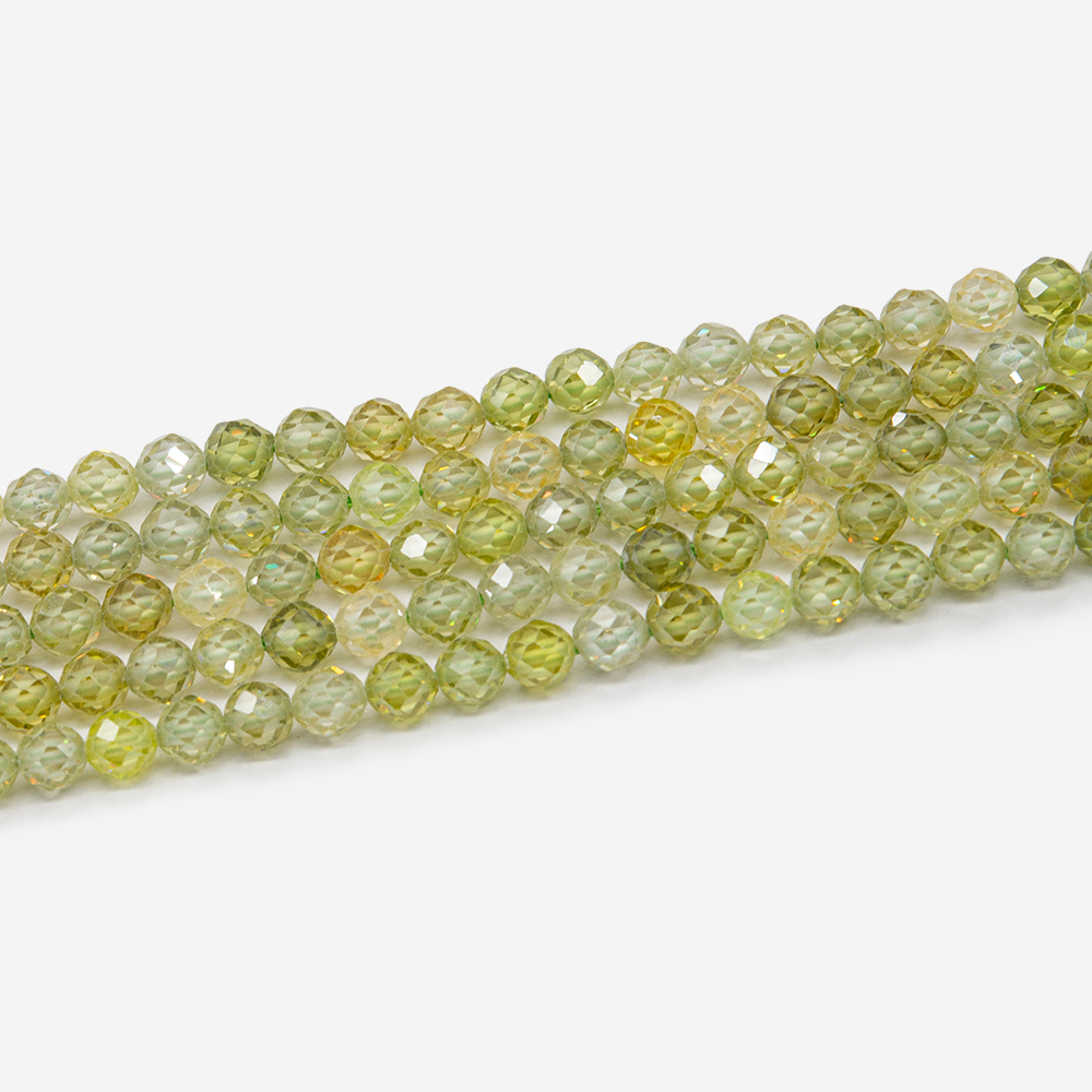 Фианиты, оттенок "Хризолит", 4мм, шар, микроогранка