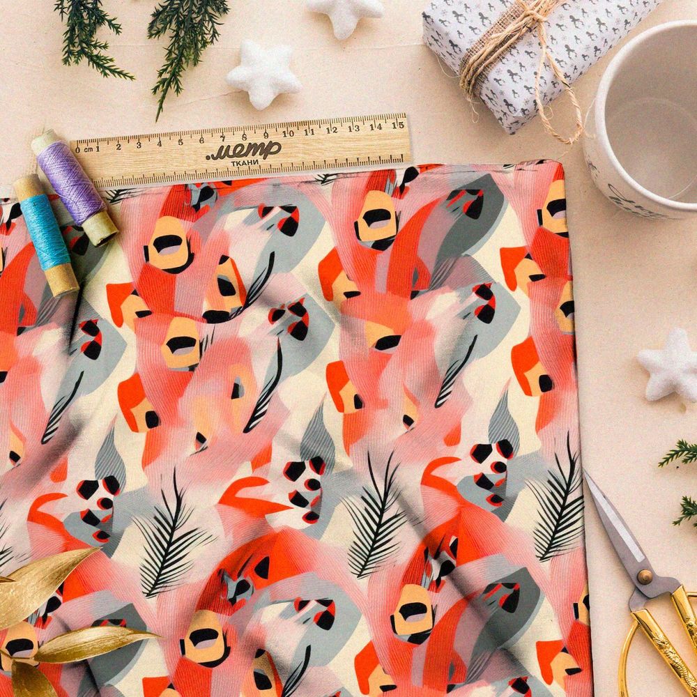 Ткань премиум флис абстрактный пожар